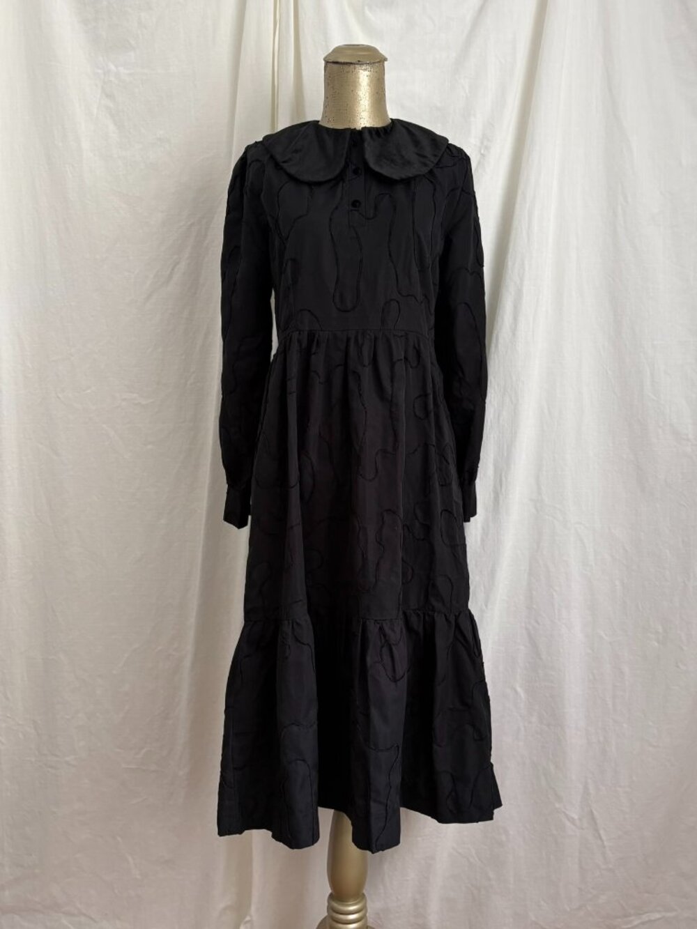 Black Long Sleeve Collared Dress XS